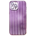 Carcasa de TPU Cepillada con Protector de Lente de Cámara para iPhone 14 Pro - Púrpura